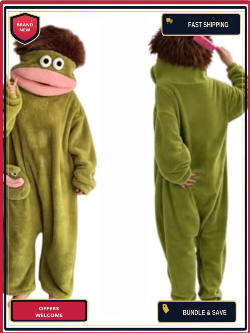 Unisex Oversized Flannel Fleece Hooded Monster Onesie Pajama Halloween